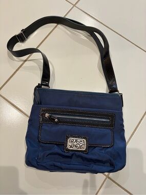 Brighton Navy and Black Crossbody Bag with Decorative Plaque